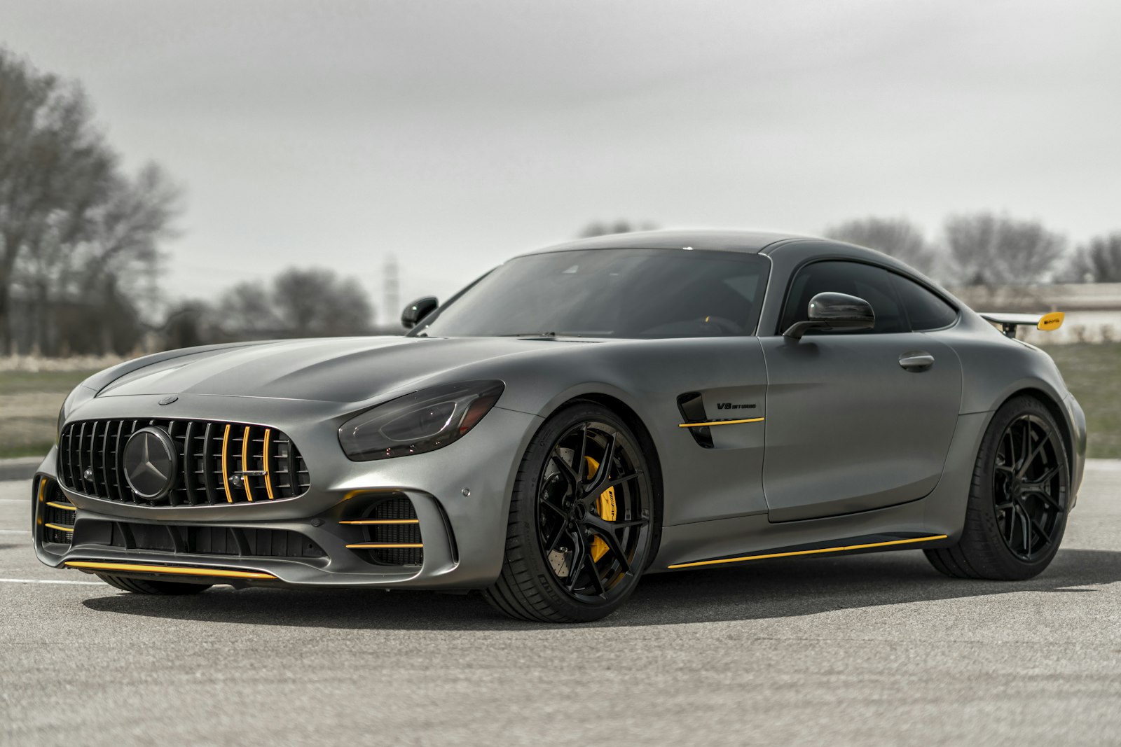 Grey Mercedes-AMG GT coupe